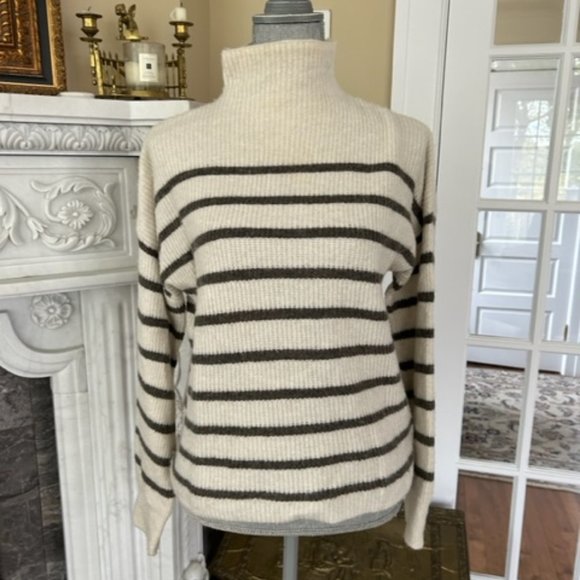 Cynthia Rowley Cream and Brown Striped Sweater - Picture 1 of 4